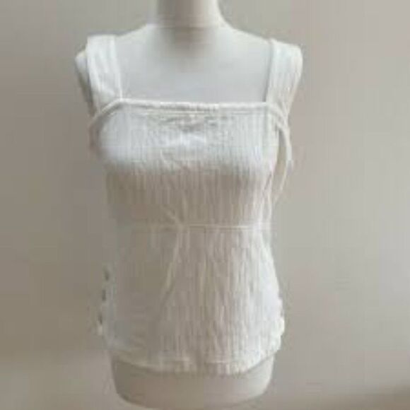 Anthropologie Maeve White Callie Side Button Tank - Picture 4 of 5